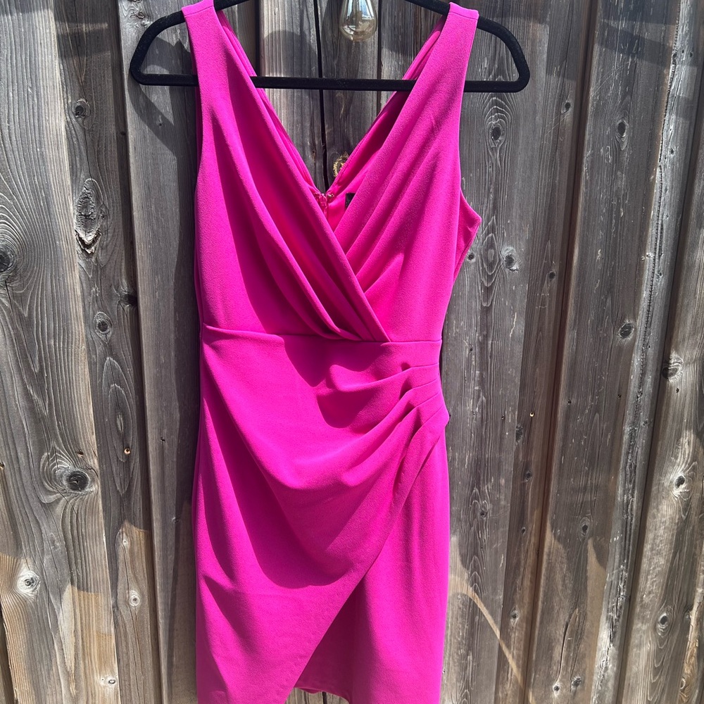 Guess Pink Ruched Asymmetrical Cocktail Dress